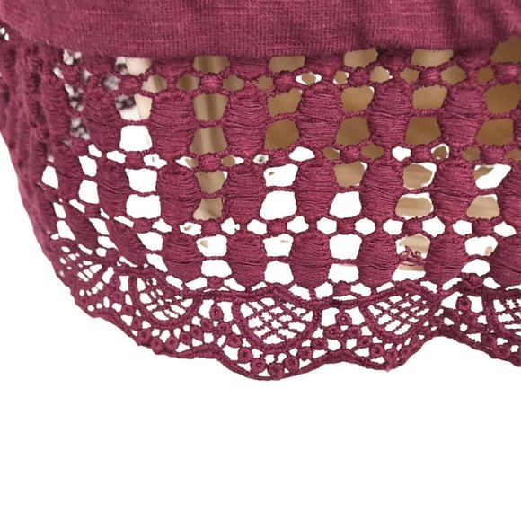 Dip Womens Long Sleeves Crocheted Hem Pullover Burgundy Blouse Top Size Large - Picture 4 of 6